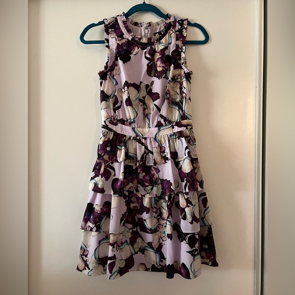 Banana Republic Lavender Floral Tiered Dress with Purple Accents